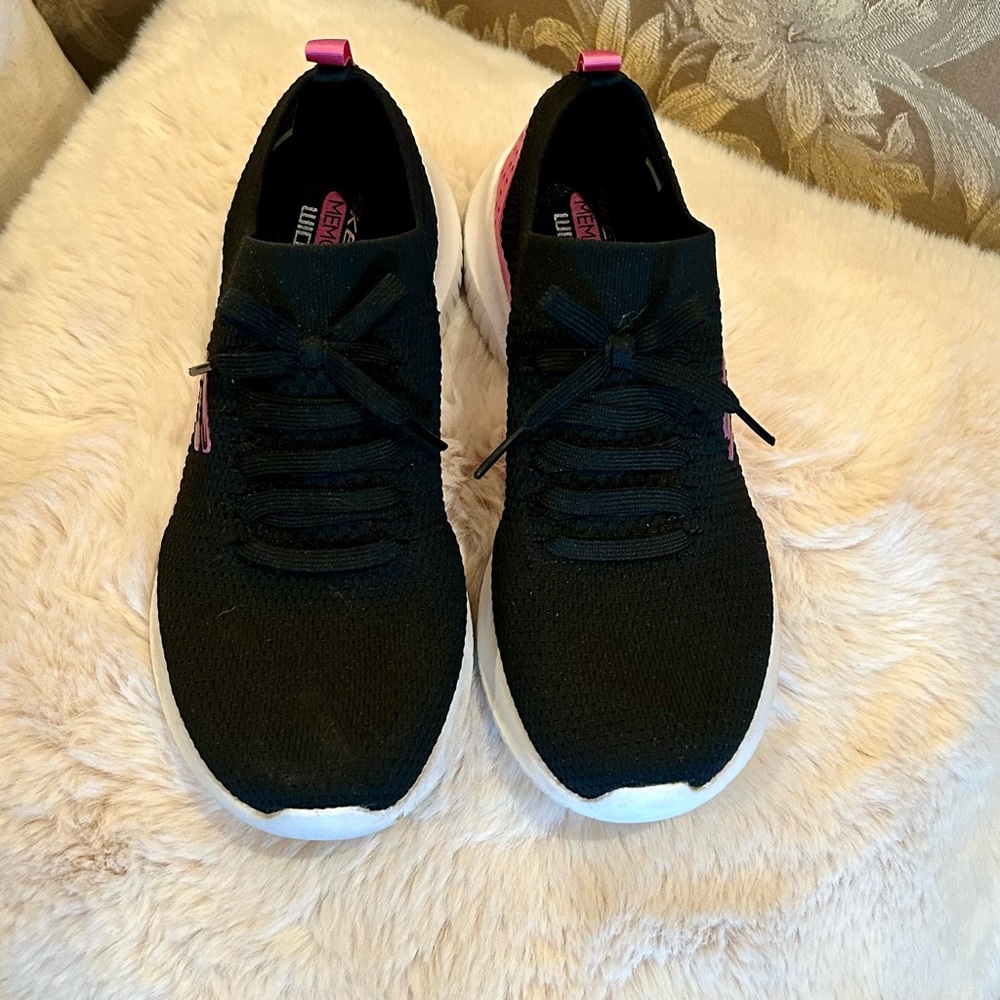 Skechers Black and Pink Slip-On Athletic Sneakers - Picture 3 of 5